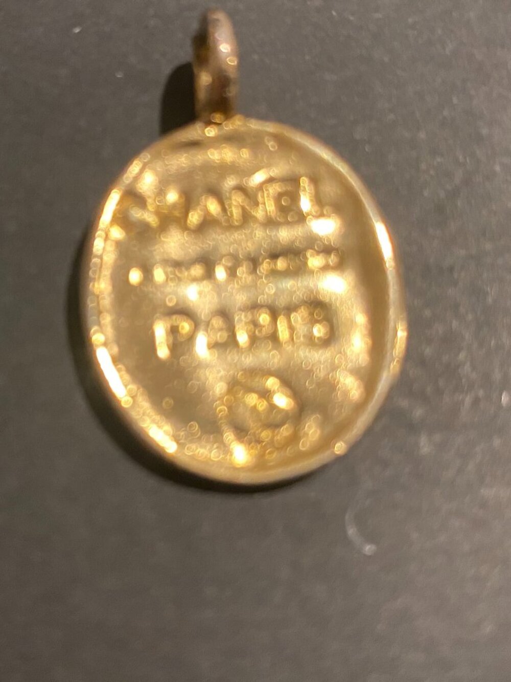 Vintage Chanel Gold Plated Rue Cambon necklace emblem